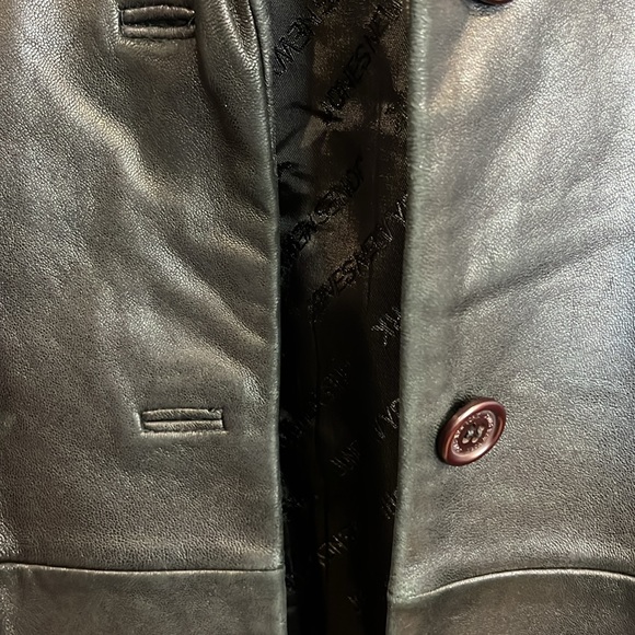 Vintage Women's Black Leather Jones New York Coat Jacket Blazer size lagre - Picture 5 of 11